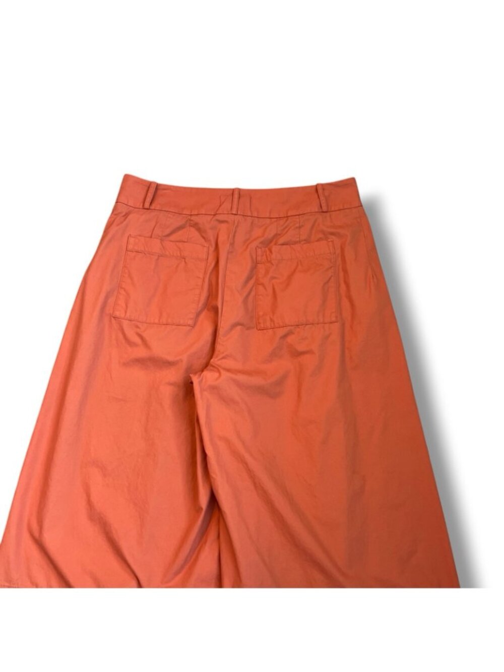by Anthropologie Cropped Wide-Leg Trousers Culottes size 14 pleated Orange - Picture 7 of 10